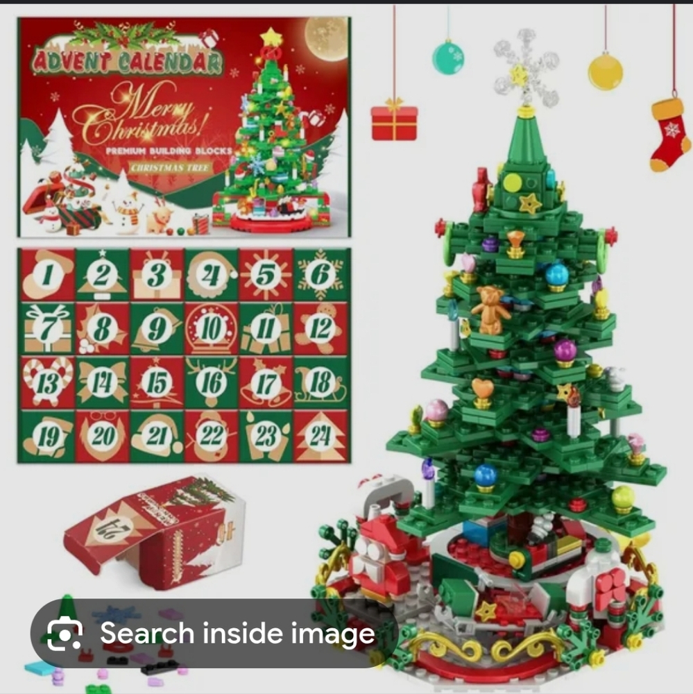 Advent Calendar Christmas Tree Building Blocks Set Count Down To Christmas - Picture 2 of 8